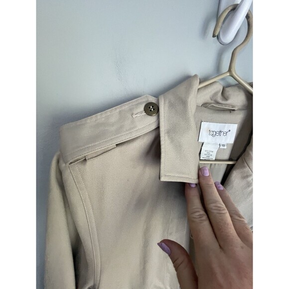 Vtg Belted Trench Coat Duster Women's Size 10 Beige Together Vented Lined - Picture 7 of 16